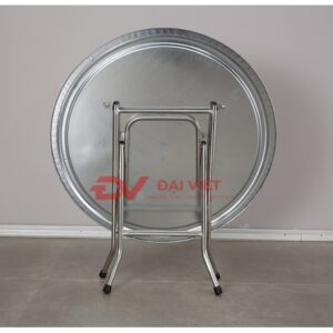 Bàn tròn chân inox 1m2 có các mối hàn được thực hiện bằng công nghệ hàn TIG có khí Ar bảo vệ chống oxi hóa