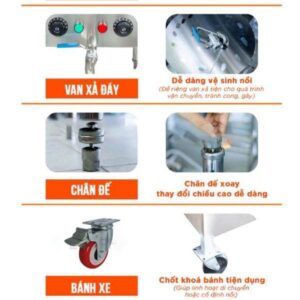 Nồi điện nấu hủ tiếu với bánh xe di chuyển