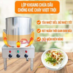 Nồi điện nấu cháo có lớp khoang chứa dầu chống