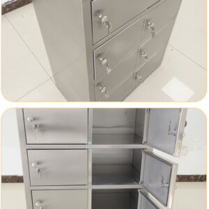 Tủ giày 8 cửa inox 304 mặt dốc 600x350x1005 mỗi ngăn có ổ khóa riêng biệt