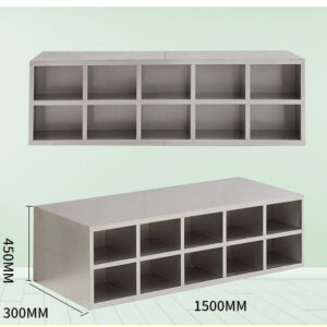 Tủ giầy inox 10 hộc 1500x300x450 với Khung tủ làm bằng inox hộp 30 x 30 mm