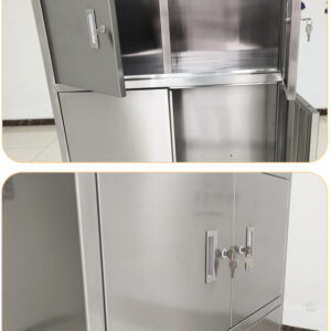 Tủ quần áo inox 4 cửa 850x300x1600mm bên trong tủ có 2 mặt kệ