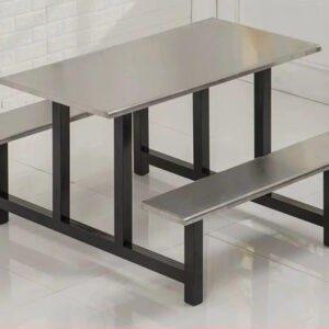 bàn ăn công nghiệp inox 10 ghế 200x140x75cm Bàn ghế ăn công nghiệp inox này dùng trong quán ăn, nhà ăn côn