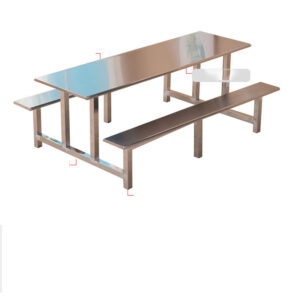 bàn ăn công nghiệp inox 8 ghế 120x60x75cm Bàn ghế ăn công nghiệp inox này dùng trong quán ăn, nhà ăn