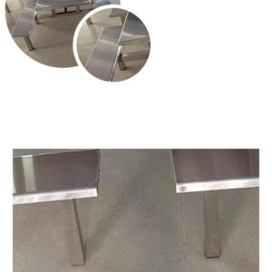 bàn ăn công nghiệp inox 8 người Mặt ghế bằng inox 304 sáng bóng