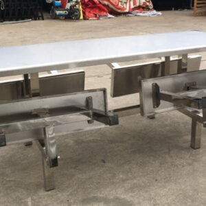 bàn ăn công nghiệp inox ghế dài 200x140x75cm Chất liệu inox 304 nguyên chất, không hút nam châm