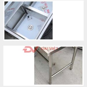 bàn bếp inox 2 tầng 180x26x80cm Sử dụng máy chấn CNC giúp các mép gấp an toàn, bền bỉ và đẹp mắt.
