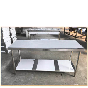 bàn bếp inox 2 tầng 180x80x80cm Khung bằng inox 304 được gia cố thêm các thanh tăng cứng