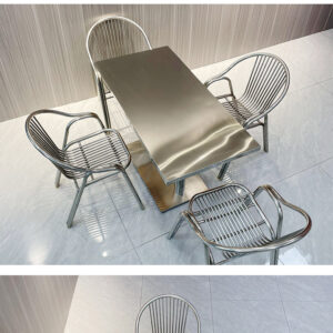 bàn inox chữ nhật 120x70x74cm với khung bằng inox 304 được gia cố thêm các thanh tăng cứng