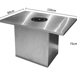 bàn inox chữ nhật 120x80x75cm có chân có cao su chống trượt