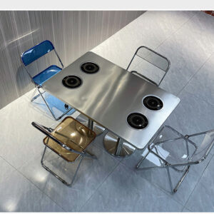 bàn inox chữ nhật 130x80x74cm xếp gọn thông minh giúp tiết kiệm không gian