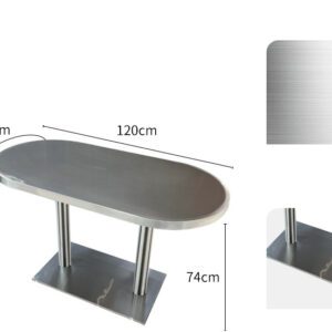 bàn inox chữ nhật bo góc 120x60x74cm có thanh tăng cứng inox hộp 25×25 mm