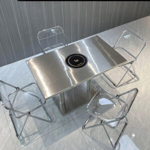 bàn inox chữ nhật có lỗ 120x60x74cm có thanh tăng cứng inox hộp 25×25 mm