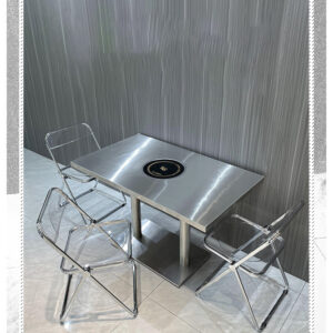 bàn inox chữ nhật có lỗ 120x60x74cm với khung bằng inox 304 được gia cố thêm các thanh tăng cứng