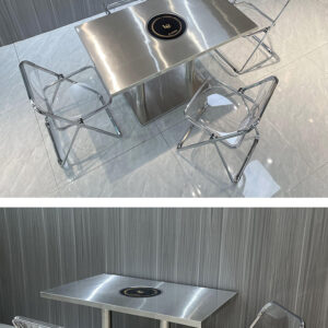 bàn inox chữ nhật có lỗ 120x60x75cm xếp gọn thông minh giúp tiết kiệm không gian