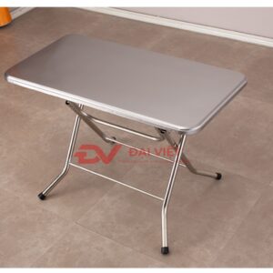 bàn inox chữ nhật xếp gọn 120x60x72cm có chân bàn bằng hộp inox 40×40 mm