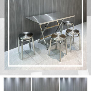 bàn inox chữ nhật xếp gọn 120x60x74cm có thanh tăng cứng inox hộp 25×25 mm