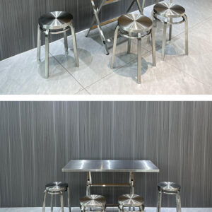 bàn inox chữ nhật xếp gọn 120x60x74cm với khung bằng inox 304 được gia cố thêm các thanh tăng cứng