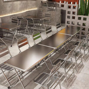 bàn inox chữ nhật xếp gọn 120x60x75cm có chân có cao su chống trượt