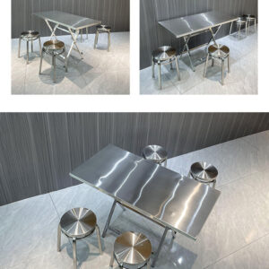 bàn inox chữ nhật xếp gọn 120x70x74cm dùng trong gia đình, nhà hàng, quán ăn, nhà ăn công nhân