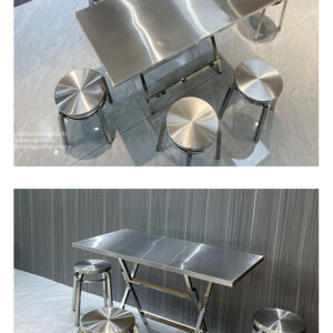 bàn inox chữ nhật xếp gọn 120x70x74cm với các mối hàn được thực hiện bằng công nghệ hàn TIG có khí Ar bảo vệ chống oxi hóa