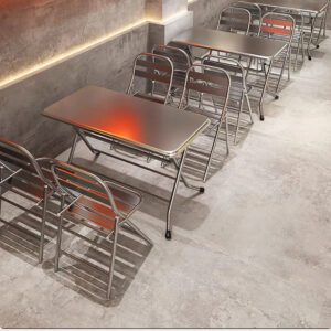 bàn inox chữ nhật xếp gọn 120x70x75cm dùng trong gia đình, nhà hàng, quán ăn, nhà ăn công nhân