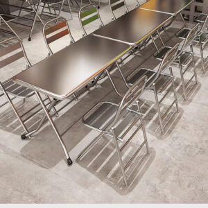 bàn inox chữ nhật xếp gọn 120x70x75cm với khung bằng inox 304 được gia cố thêm các thanh tăng cứng