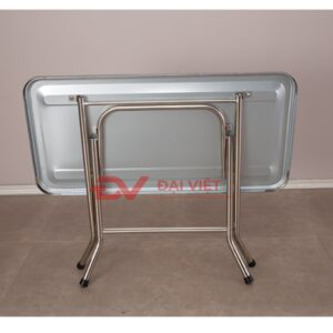 bàn inox chữ nhật xếp gọn 120x70x78cm có chân có cao su chống trượt