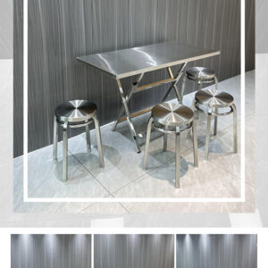 bàn inox chữ nhật xếp gọn 120x80x74cm có thanh tăng cứng inox hộp 25×25 mm