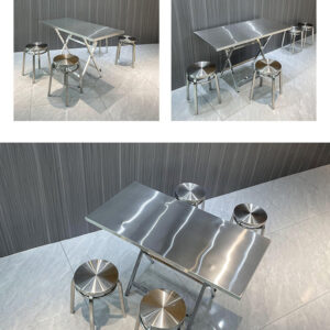 bàn inox chữ nhật xếp gọn 120x80x74cm dùng trong gia đình, nhà hàng, quán ăn, nhà ăn công nhân