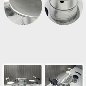 bàn inox tròn 150x75cm với khung bằng inox 304 được gia cố thêm các thanh tăng cứng