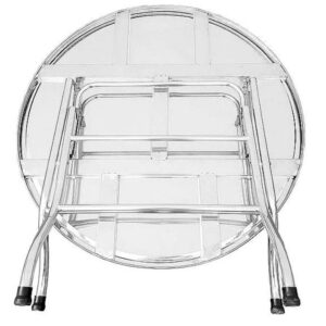 bàn inox tròn 2 tầng 100x72cm với khung bằng inox 304 được gia cố thêm các thanh tăng cứng