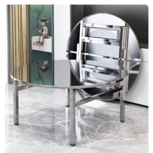 bàn inox tròn 2 tầng 120x72cm dùng trong gia đình, nhà hàng, quán ăn, nhà ăn công nhân