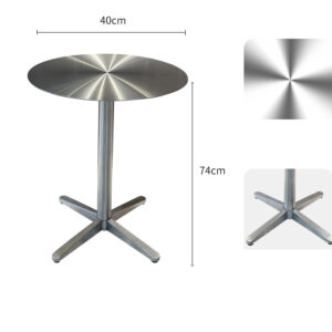 bàn inox tròn 40x74cm với khung bằng inox 304 được gia cố thêm các thanh tăng cứng
