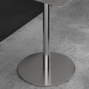 bàn inox tròn chân tròn 50x75cm với mặt bàn được chấn dập bằng máy chấn CNC thủy lực, đường nét sắc sảo, chắc chắn