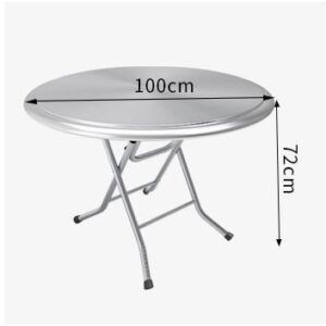 bàn inox tròn xếp gọn 100x72cm với khung bằng inox 304 được gia cố thêm các thanh tăng cứng
