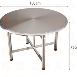 bàn inox tròn xếp gọn 150x75cm có các mối hàn được thực hiện bằng công nghệ hàn TIG có khí Ar bảo vệ chống oxi hóa
