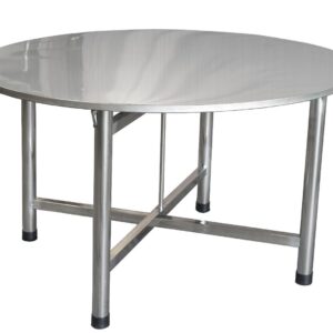 bàn inox tròn xếp gọn 160x75cm có các mối hàn được thực hiện bằng công nghệ hàn TIG có khí Ar bảo vệ chống oxi hóa