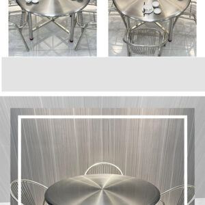 bàn inox tròn xếp gọn 70x70x75cm có các mối hàn được thực hiện bằng công nghệ hàn TIG có khí Ar bảo vệ chống oxi hóa
