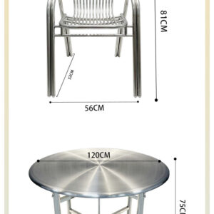 bàn inox tròn xếp gọn 70x70x75cm có tăng cứng mặt bàn