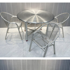 bàn inox tròn xếp gọn 70x70x75cm dùng trong gia đình, nhà hàng, quán ăn, nhà ăn công nhân