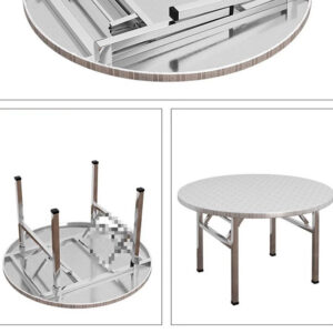 bàn inox tròn xếp gọn 80x55cm dùng trong gia đình, nhà hàng, quán ăn, nhà ăn công nhân