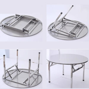 bàn inox tròn xếp gọn 80x55cm với khung bằng inox 304 được gia cố thêm các thanh tăng cứng