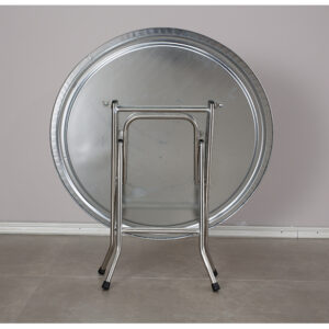 bàn inox tròn xếp gọn 80x72cm có các mối hàn được thực hiện bằng công nghệ hàn TIG có khí Ar bảo vệ chống oxi hóa