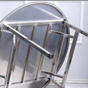bàn inox tròn xếp gọn 90x55cm có tăng cứng mặt bàn
