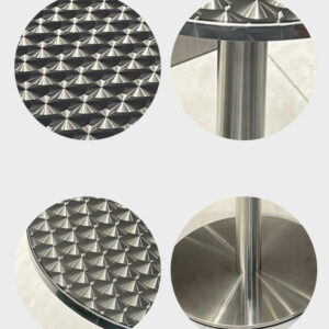 bàn inox tròn xước 60x74cm có tăng cứng mặt bàn