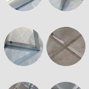 bàn inox vuông 3 chân 80x80x75cm có tăng cứng mặt bàn