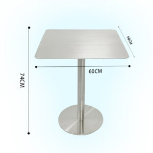 bàn inox vuông 50x50x74cm với khung bằng inox 304 được gia cố thêm các thanh tăng cứng