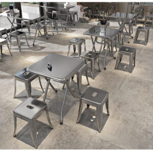 bàn inox vuông 90x90x75cm có thanh tăng cứng inox hộp 25×25 mm