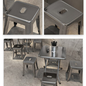 bàn inox vuông 90x90x75cm sử dụng máy chấn CNC giúp các mép gấp an toàn, bền bỉ và đẹp mắt.